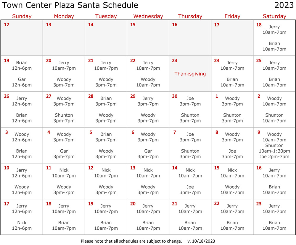 Town-Center-Plaza-Santa-Schedule-2023-10-18
