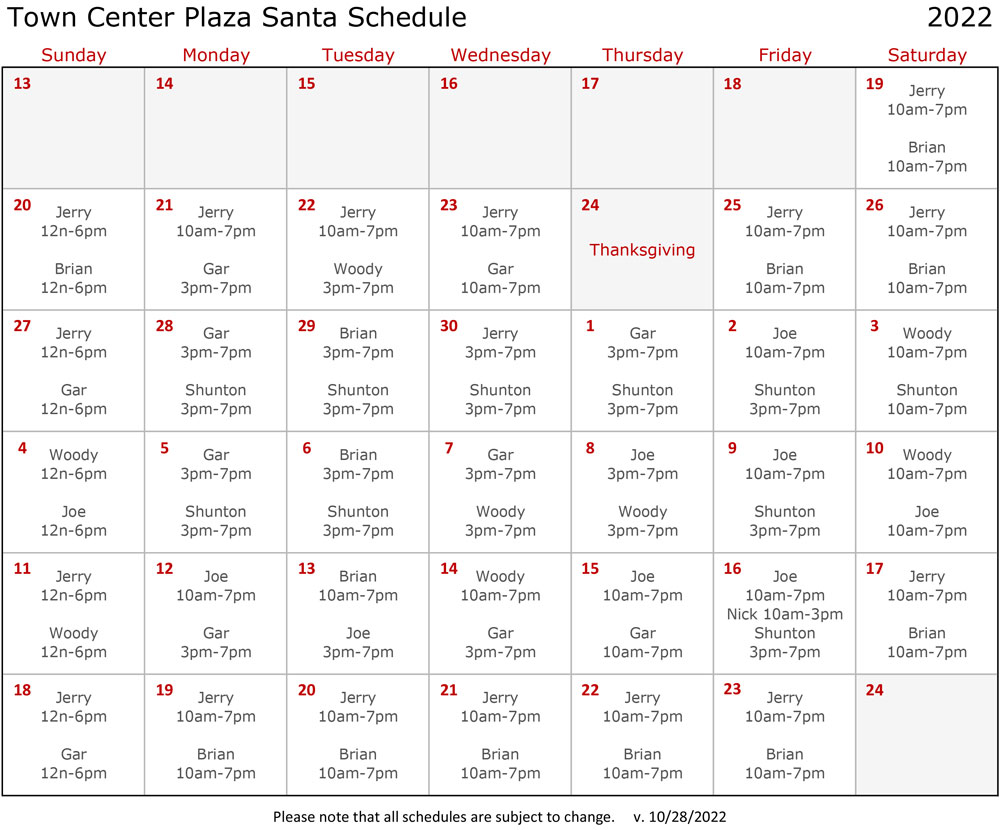 Town-Center-Plaza-Santa-Schedule-2022-10-28